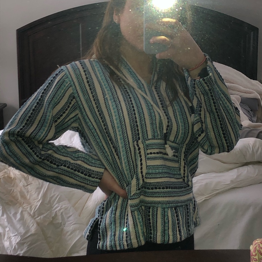 Blue and White Baja Hoodie